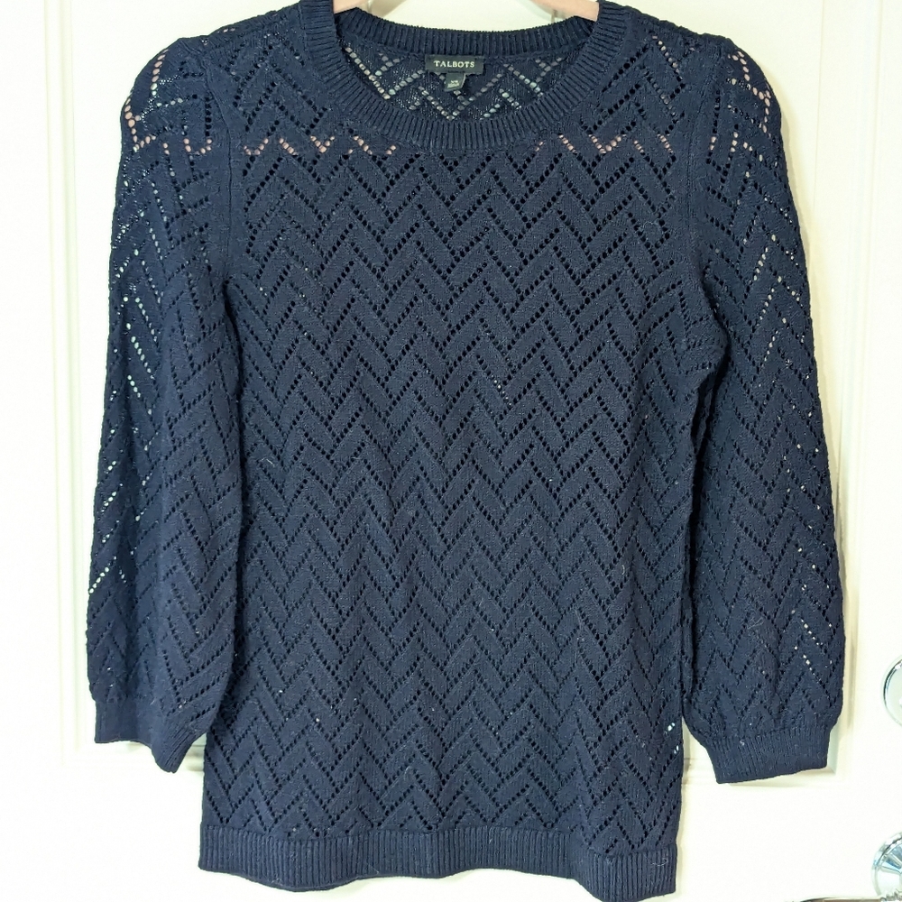 J Jill navy 3/4 sleeve sweater size xs
